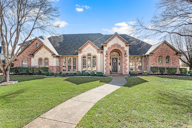 view of front facade featuring a front yard