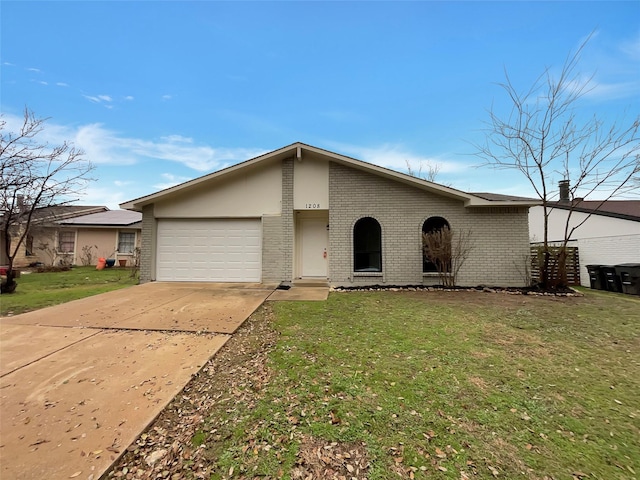 ranch-style house with a front lawn and a garage