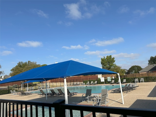 view of swimming pool with a patio area