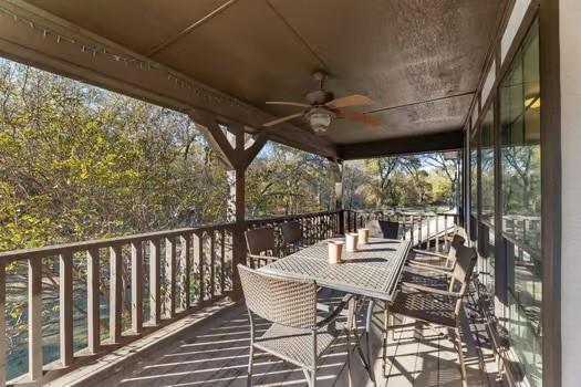 12 Brookhaven Dr, Lucas, TX 75002 - wooden deck featuring ceiling fan and outdoor dining area
