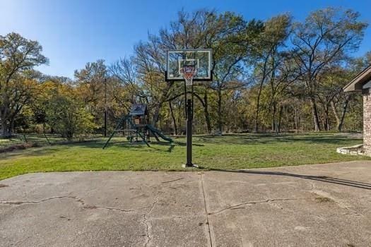 12 Brookhaven Dr, Lucas, TX 75002 - view of basketball court featuring a playground and a lawn