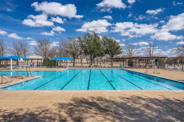 view of pool featuring a patio