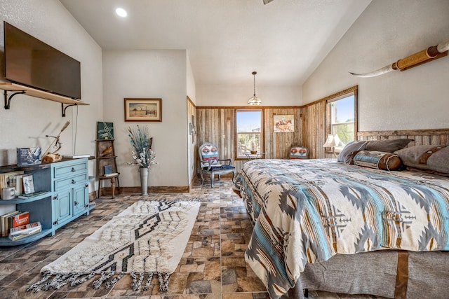 bedroom with vaulted ceiling