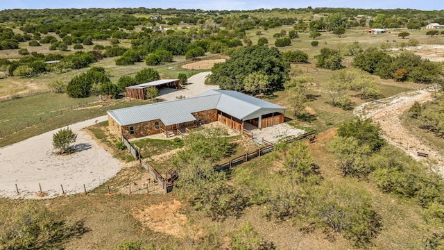 aerial view featuring a rural view