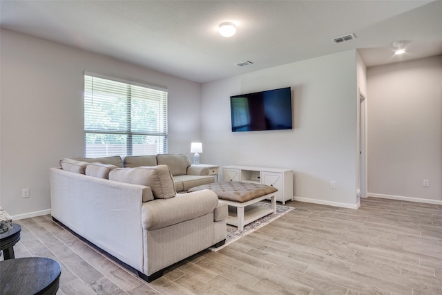 living room with hardwood / wood-style flooring