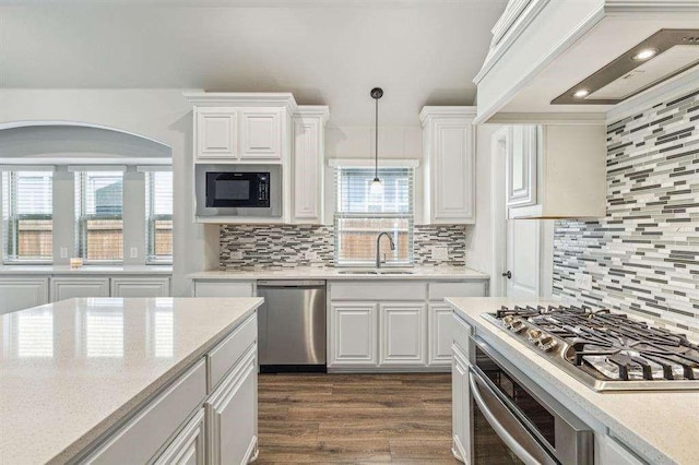 kitchen featuring white cabinetry, appliances with stainless steel finishes, sink, and custom exhaust hood