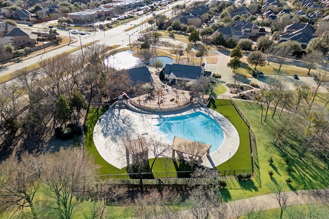 bird's eye view with a residential view