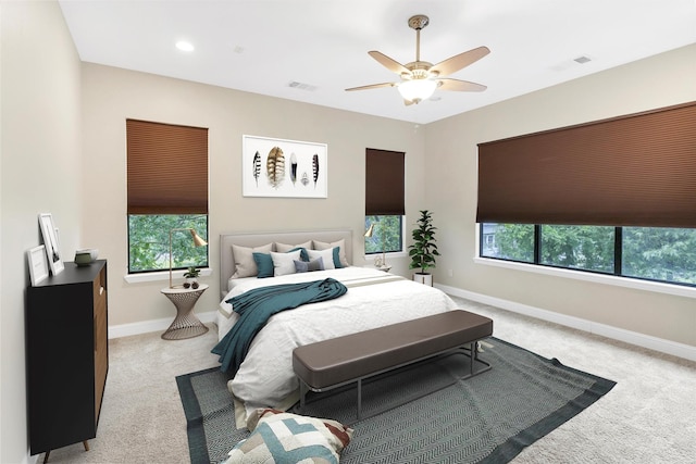 6039 Reiger Ave, Dallas, TX 75214 - bedroom featuring carpet floors, visible vents, baseboards, and ceiling fan