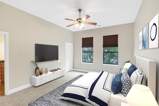 6039 Reiger Ave, Dallas, TX 75214 - carpeted bedroom with baseboards, a ceiling fan, and visible vents