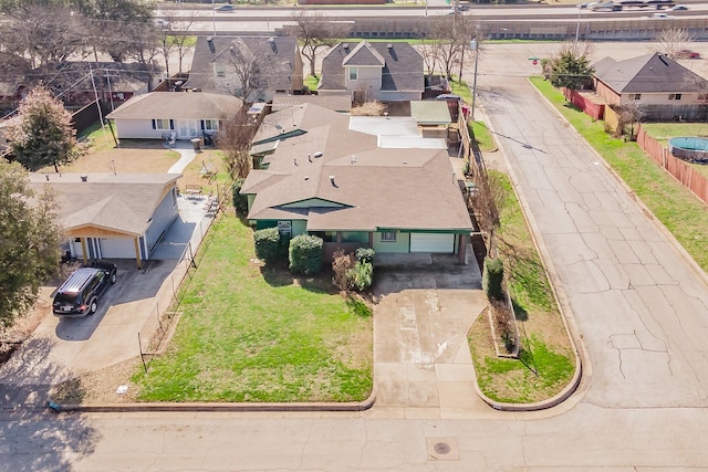 aerial view with a residential view