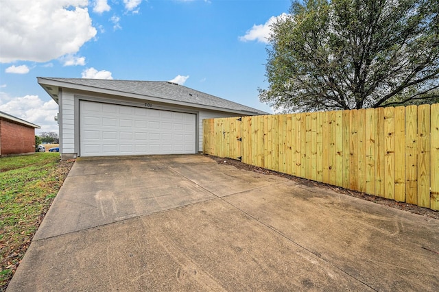 view of garage