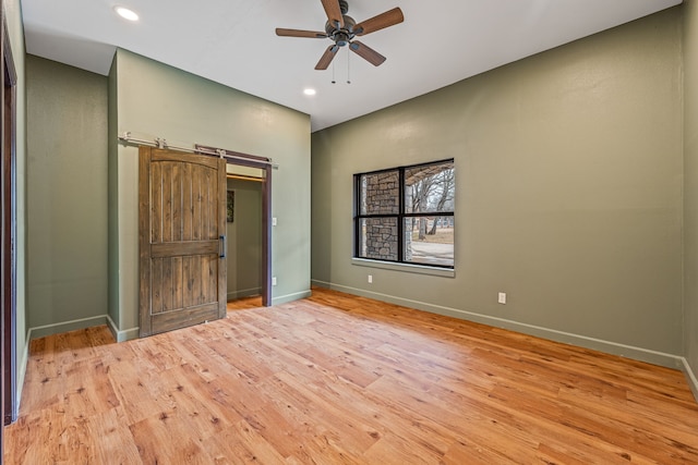 162 Eastledge Dr, Graham, TX 76450 - unfurnished bedroom featuring light wood-style flooring, baseboards, recessed lighting, and a ceiling fan