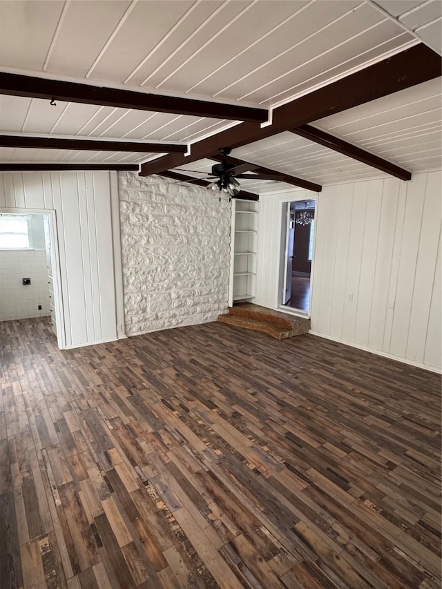 interior space featuring dark hardwood / wood-style floors and ceiling fan