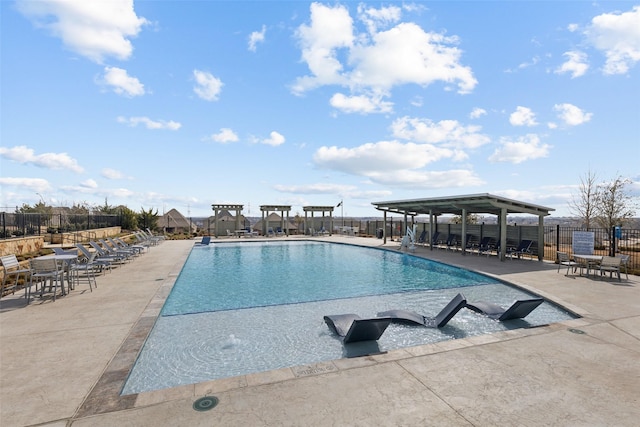 view of pool featuring a gazebo and a patio