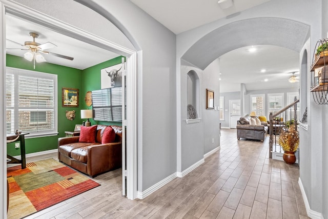 corridor featuring light hardwood / wood-style floors