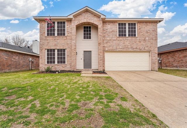 front of property featuring a garage and a front lawn