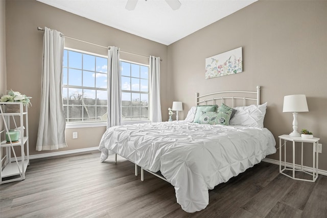 4113 Esters Rd Unit 609, Irving, TX 75038 - bedroom with a ceiling fan, baseboards, and wood finished floors