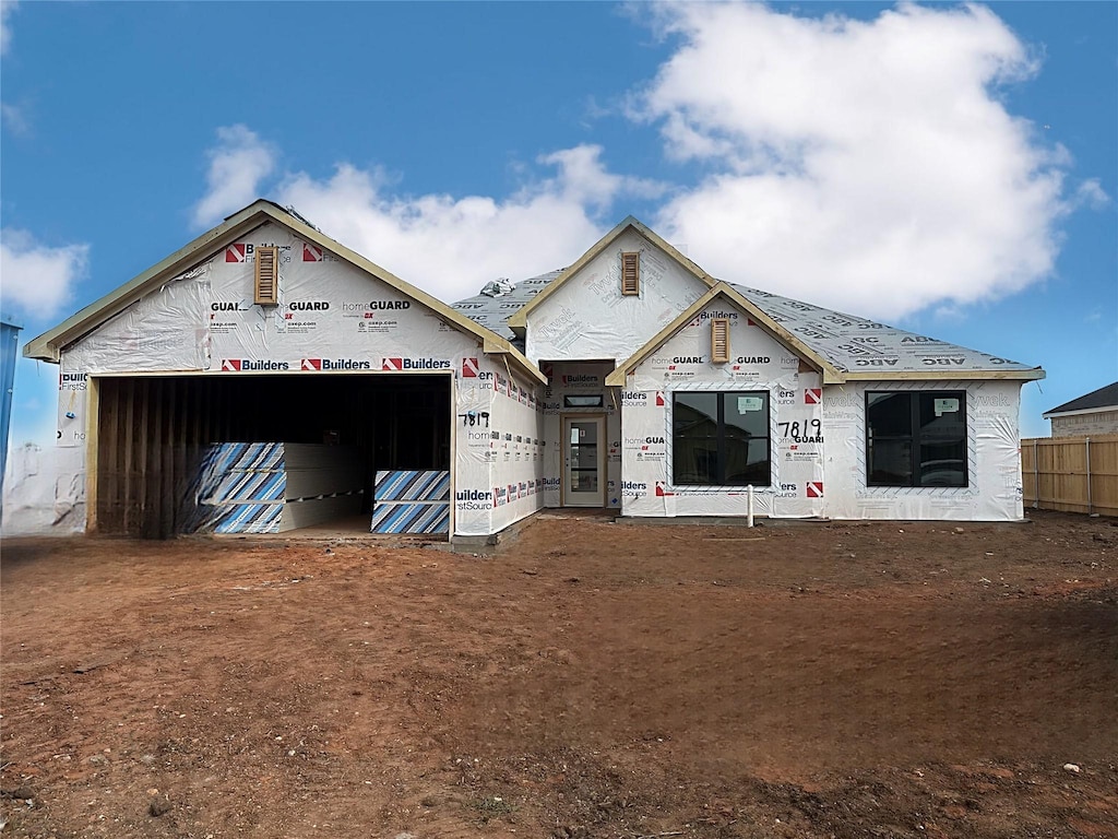 view of unfinished property