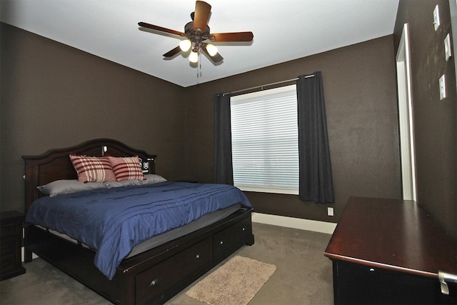 bedroom with carpet and ceiling fan