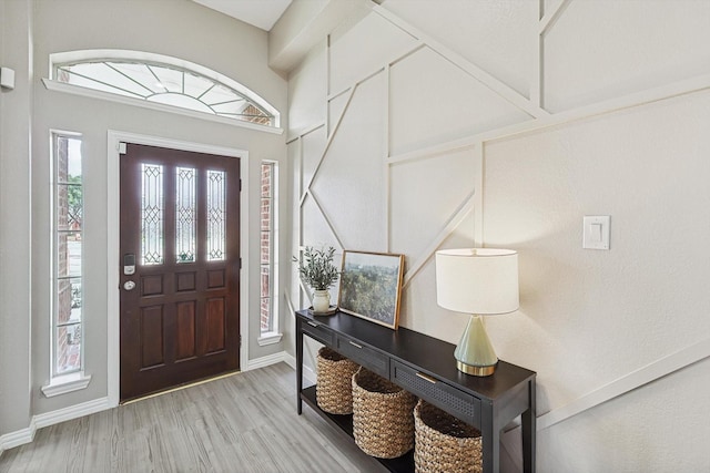 entrance foyer with light hardwood / wood-style floors