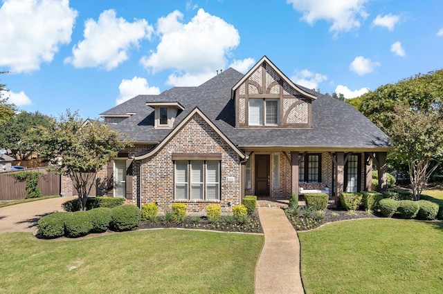 view of front of home with a front lawn