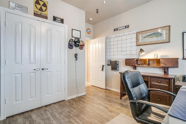 office area with light wood-type flooring