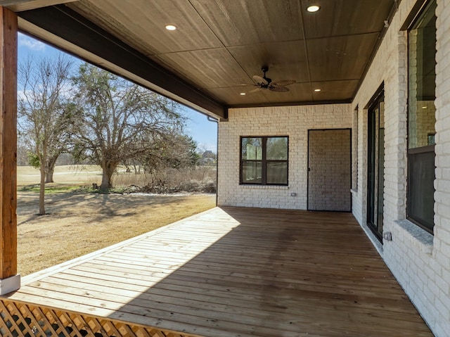 deck featuring ceiling fan