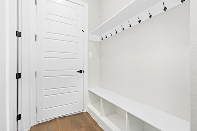 mudroom with dark hardwood / wood-style floors