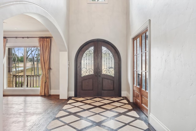 foyer featuring french doors