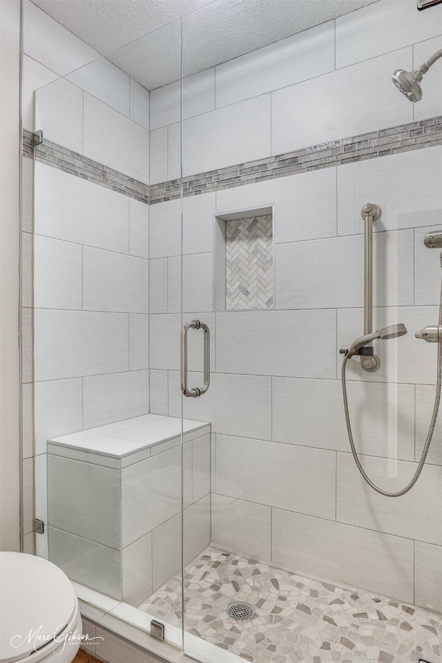 bathroom featuring toilet and walk in shower