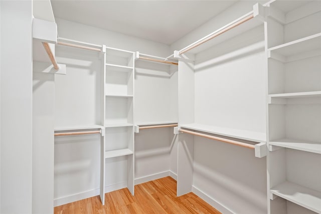 walk in closet with wood finished floors