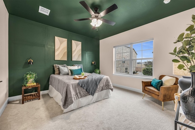 4413 Murphy Ln, Carrollton, TX 75010 - bedroom with baseboards, ceiling fan, visible vents, and carpet floors