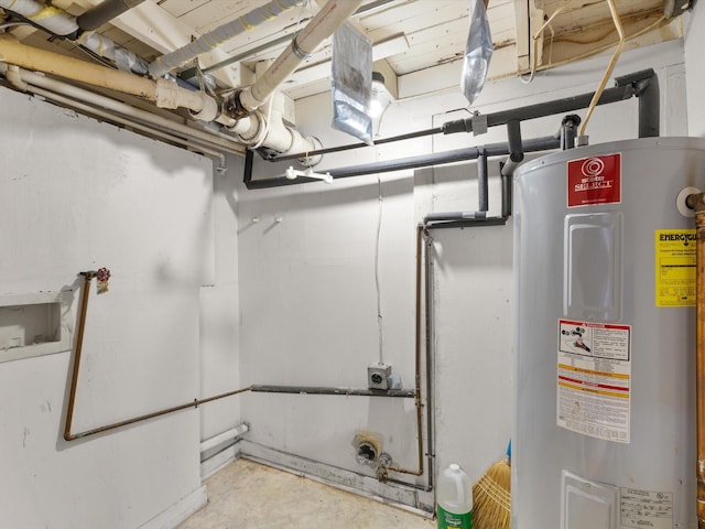 basement with electric water heater