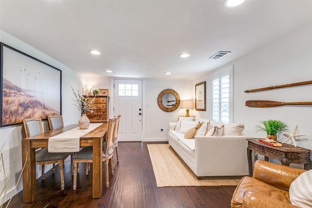 living room with hardwood / wood-style floors