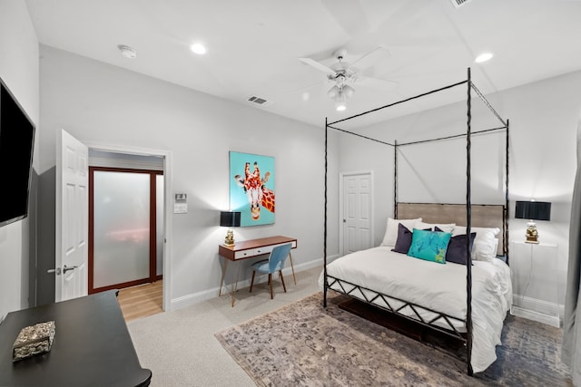 4800 Lusk Ln, Flower Mound, TX 75028 - bedroom with baseboards, a ceiling fan, recessed lighting, and carpet floors