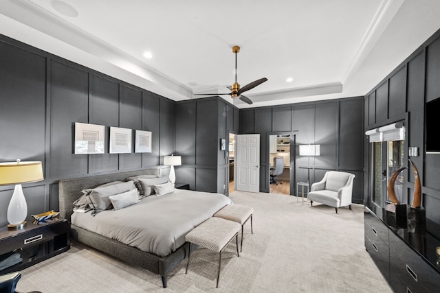 4800 Lusk Ln, Flower Mound, TX 75028 - bedroom featuring a decorative wall, a ceiling fan, and recessed lighting