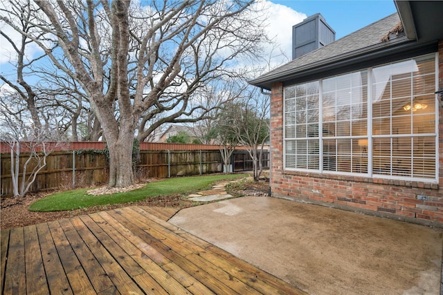 wooden deck featuring a patio area