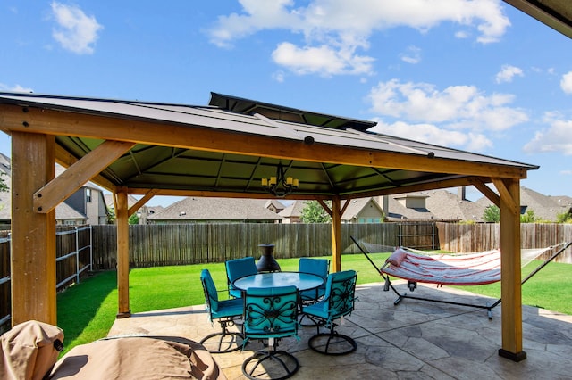 view of patio featuring a gazebo