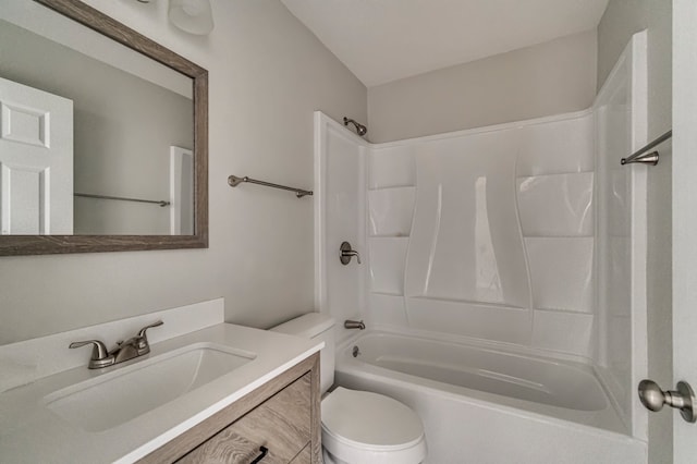 full bathroom featuring vanity, toilet, and shower / bath combination