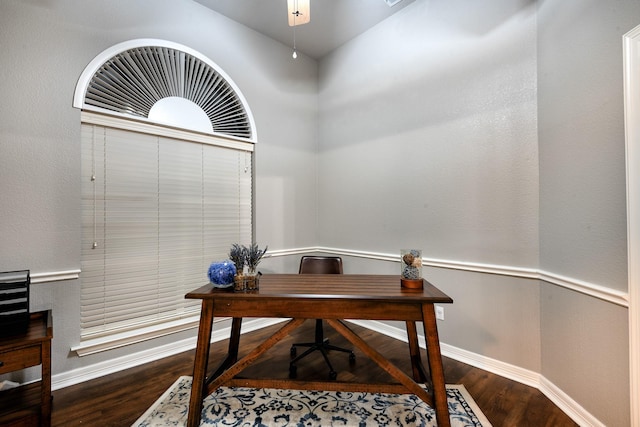 office with hardwood / wood-style flooring