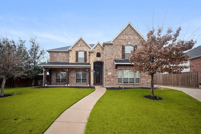 view of front of property with a front lawn