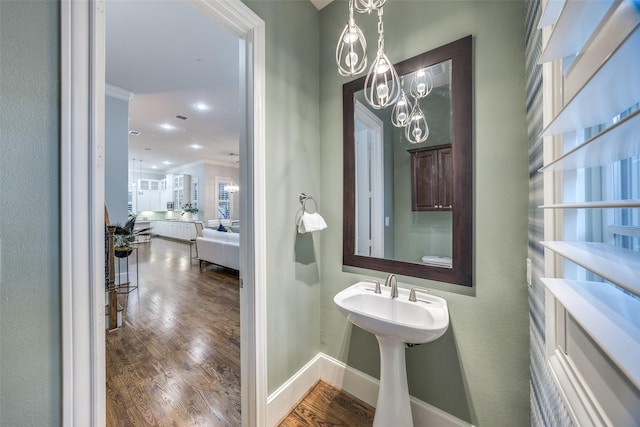 bathroom featuring wood-type flooring