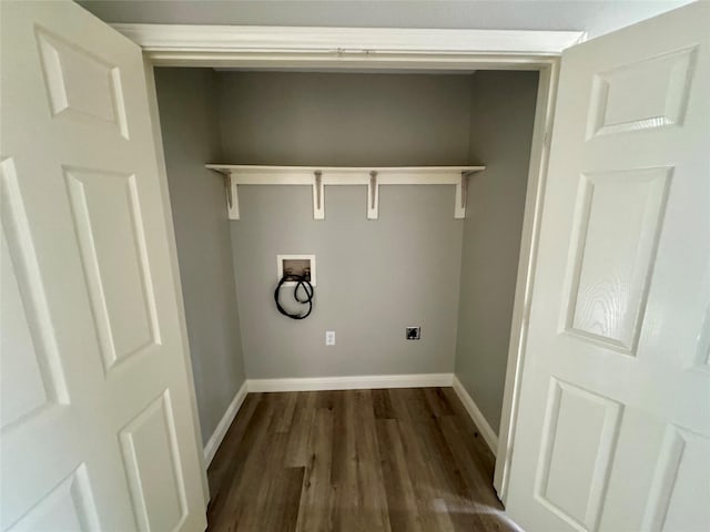 laundry area featuring dark hardwood / wood-style flooring, hookup for a washing machine, and hookup for an electric dryer