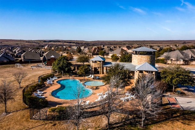 view of swimming pool featuring a gazebo