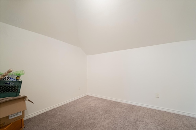 empty room featuring lofted ceiling and carpet floors