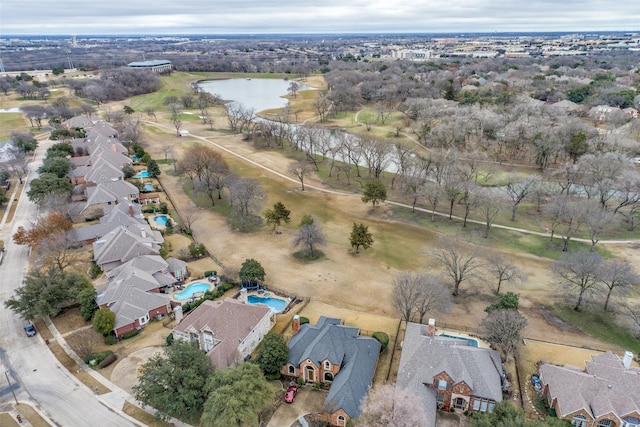 bird's eye view featuring a water view