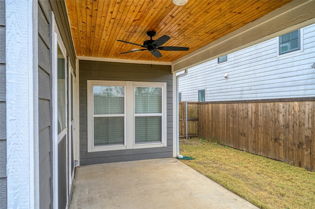 view of patio with ceiling fan