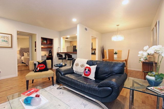 living room featuring light hardwood / wood-style floors