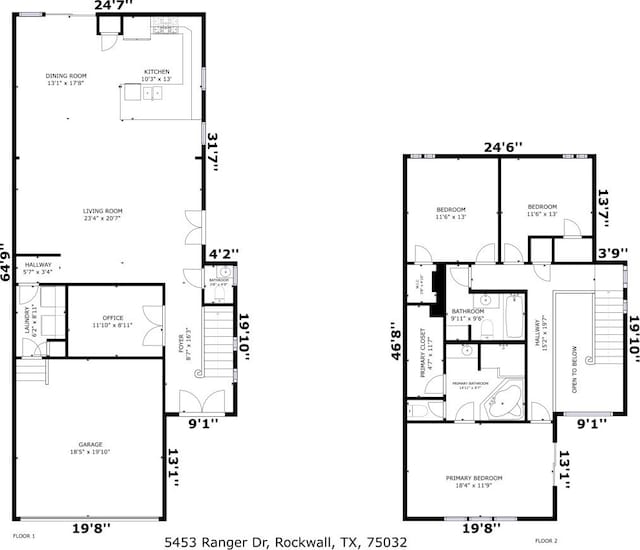 5453 Ranger Dr, Rockwall, TX 75032 - property floor plan