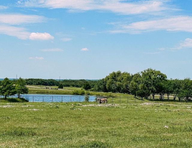 property view of water with fence